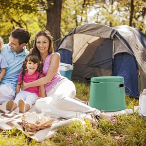 Costway Toilette da viaggio portatile per esterni leggera con secchio interno rimovibile, Supporto per carta igienica rimovibile Verde