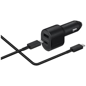 Caricabatterie da auto Samsung Dual 60W (15+45W) Power Delivery + Cavo USB C/USB C Nero – nuovo