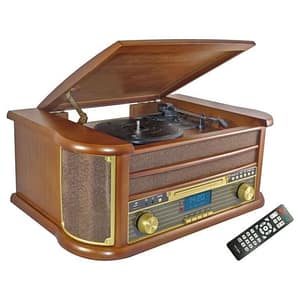 INOVALLEY RETRO29E-N Sistema Hifi in vinile in stile retrò – Bluetooth 5.0 – 2x20W – Lettore audio CD / K7 – Radio FM – Porta USB 2.0 – nuovo