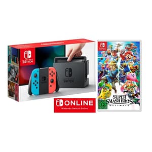 Switch + Super Smash Bros. Ultimate + 3 mesi online – Console portatile 15,8 cm (6.2 ) 32 GB Wifi, Nero, Blu, Rosso -Ricondizionato – Ottime condizioni