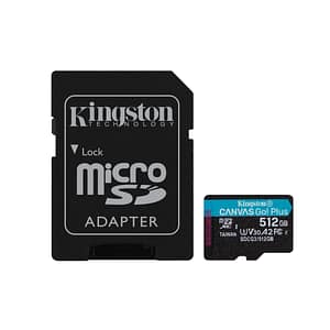 Tecnologia Kingston Canvas Go Plus 170R A2 U3 V30 Scheda microSDXC da 512 GB + ADP – nuovo
