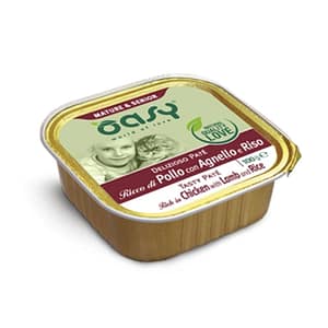 Oasy Mature & Senior Tasty Paté al Pollo con Agnello e Riso Umido per Gatti – 100 g, 12 pezzi