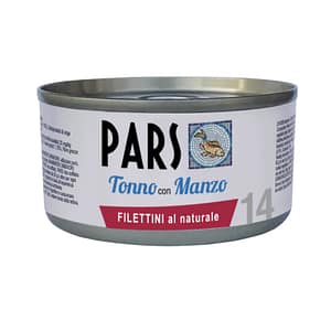 Pars Monoproteico Filettini al Naturale Tonno con Manzo per Cani e Gatti – 85 g, 12 pezzi