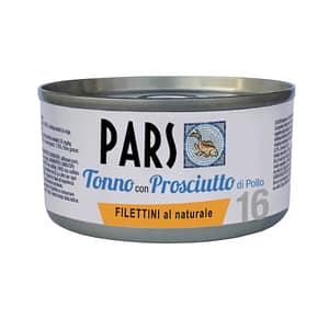 Pars Monoproteico Filettini al Naturale Tonno con Prosciutto di Pollo per Cani e Gatti 85gr – 85 g, 12 pezzi