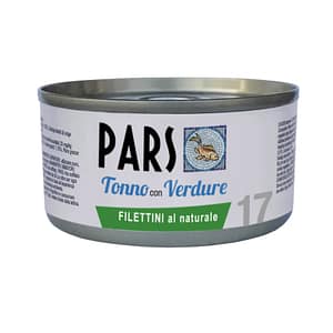 Pars Monoproteico Filettini al Naturale Tonno con Verdure per Cani e Gatti 85gr – 70 g, 12 pezzi