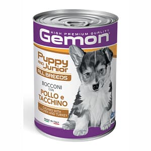 Gemon All Breeds Puppy and Junior Bocconi con Pollo e Tacchino – 415 g