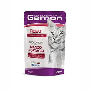 Gemon Adult Bocconcini con Manzo e Verdure per Gatti – 100 g