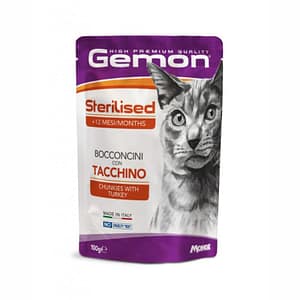 Gemon Sterilised Bocconcini con Tacchino per Gatti – 100 g