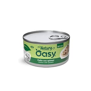 Oasy Natury Soft Jelly con Pollo e Spinaci per Gatti – 85 g, 12 pezzi