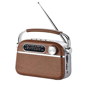 HALTERREGO Radio vintage a onde larghe in legno, AM/FM/SW, lettore di schede USB/Micro SD, presa di corrente o batteria (non inclusa) – nuovo