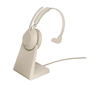 Jabra Evolve2 65, MS Mono Cuffie wireless ad archetto Desktop/Centro chiamate USB Type-C Bluetooth Beige – nuovo
