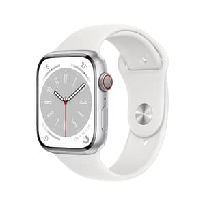 Watch Series 8 OLED 45 mm – Cassa in alluminio argento – GPS + Cellulare – Banda sportiva – Bianco – nuovo