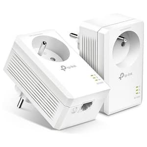 TP-Link TL-PA7017P KIT(FR) Powerline 1000Mbps, presa Powerline con 1 porta Gigabit e presa integrata, Powerline Box Kit da 2 – nuovo