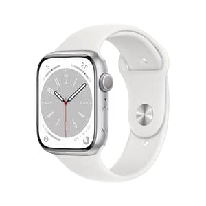 Watch Series 8 OLED 45 mm – Cassa in alluminio argento – GPS – Banda sportiva – Bianco – Ricondizionato – Condizioni eccellenti