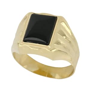 Anello Uomo in Oro Giallo con Pietra Nera 803321709324