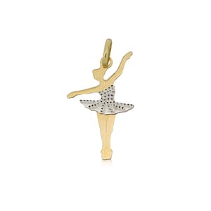 Ciondolo ballerina oro giallo e bianco 803321713753