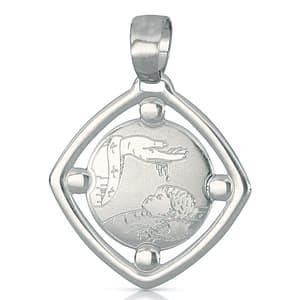 Medaglia Ciondolo da Battesimo Oro Bianco 803321714902