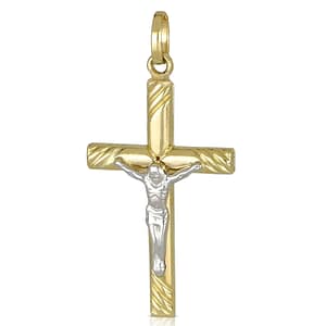 Croce da uomo in Oro Giallo e Bianco 803321713032