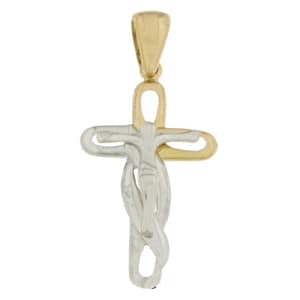 Croce Uomo Oro Giallo Bianco GL100583