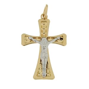 Ciondolo Croce Oro Giallo Bianco GL101093