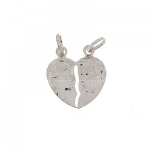 Ciondolo doppio con Cuore spezzato da spezzare Oro bianco 803321703257