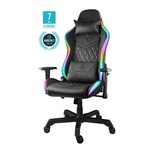 DELTACO GAMING – Sedia da gioco RGB LED 332 modalità, pelle nera PU, max 120kg – nuovo
