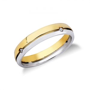 Fede Nuziale Oro Giallo e Bianco con Diamanti FAD090GB