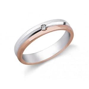 Fede Nuziale Oro Bianco Rosa con diamante FAD140BR
