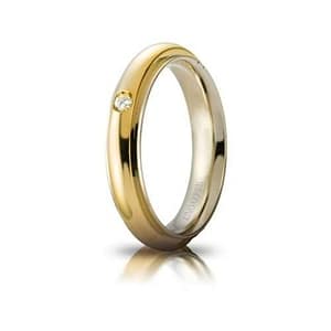 Fede Nuziale UNOAERRE Andromeda con diamante Oro giallo bianco Brillanti Promesse