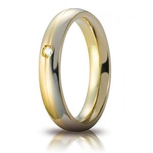 Fede Nuziale Unoaerre modello Eclissi con diamante Oro bicolore