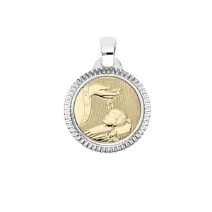 Ciondolo Medaglia Battesimo Oro Giallo Bianco GL100770