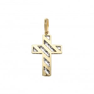 Ciondolo Croce Oro Giallo Bianco GL101557