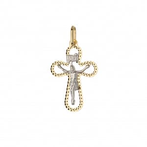 Ciondolo Croce Oro Giallo Bianco GL101573