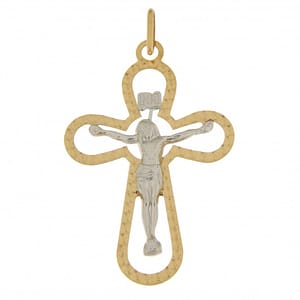 Ciondolo Croce Uomo Oro Bianco Giallo GL101707