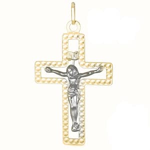 Ciondolo Croce Oro Bianco Giallo GL101814