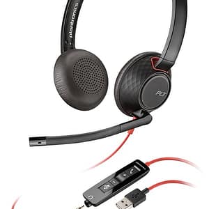 POLY Blackwire C5220 Cuffia cablata ad archetto per ufficio/centro chiamate USB Type-A Nero, Rosso – nuovo