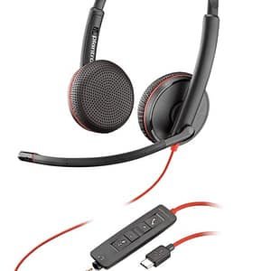 POLY Blackwire C3225 Cuffia cablata per desktop/centro chiamate USB Type-C nero – nuovo