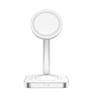 2 in 1 Supporto per caricabatterie a induzione Compatibile MagSafe 15W Garanzia a vita Bianco con caricabatterie Force Power – nuovo