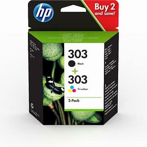 HP Confezione da 2 cartucce d’inchiostro originali 303 nero/triplo colore – nuovo