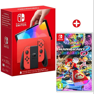 Switch OLED Rosso 64 GB e Mario Kart 8 Deluxe – nuovo