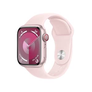 Watch Series 9 GPS + Cellular, cassa in alluminio da 41 mm con fibbia in gomma, rosa, S/M – nuovo