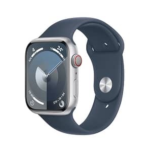 Watch Series 9 GPS + Cellular, cassa in alluminio da 45 mm con fibbia in gomma, blu, S/M – nuovo