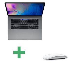 Macbook Pro Core i7 (2018) 15,4′, 2,6 Ghz 512 Go 16 Go AMD Radeon Pro 560X, grigio acciaio – QWERTY + Magic Mouse 2 Bianco – Ricondizionato – Buono stato