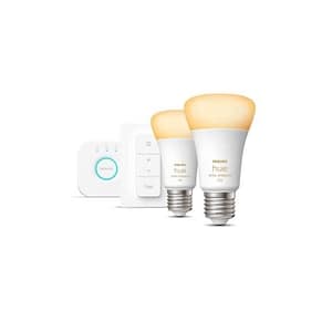 Starter kit per lampadina LED PHILIPS Hue White connected – 10,5W – Set di 2 E27 con telecomando Hue – nuovo