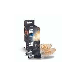 Confezione da 2 lampadine Philips Hue White Ambiance Flame Filament E14 Trasparente collegate – nuovo