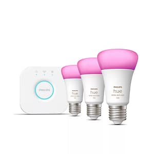 Philips Hue White and Color Ambiance Starter Kit 3 lampadine E27, 75W, Bluetooth, compatibile con Alexa, Google e Homekit – nuovo
