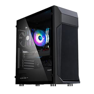 Zalman Z1 Plus ATX Mid Tower PC Case Preinstallato 2 ventole da 120 mm a LED blu nella parte anteriore 1 Midi Tower Nero – nuovo