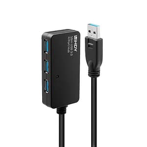 Lindy 43159 Hub e concentratore USB 3.2 Gen 1 (3.1 Gen 1) Type-A 5000 Mbit/s Nero – nuovo
