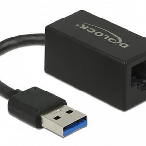 Adattatore USB DeLOCK SuperSpeed (USB 3.2 Gen 1) con maschio USB Type-A > Gigabit LAN 10/100/1000 Mbps compatto nero – nuovo