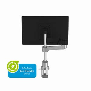 R-Go Tools R-Go Caparo 4 D2, braccio circolare per schermo singolo, montaggio su scrivania, molla a gas, 3-9 kg, nero-argento, basso impatto ambientale – nuovo